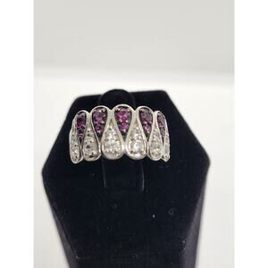 BBJ Sterling Garnet Ring W/white Sapphire